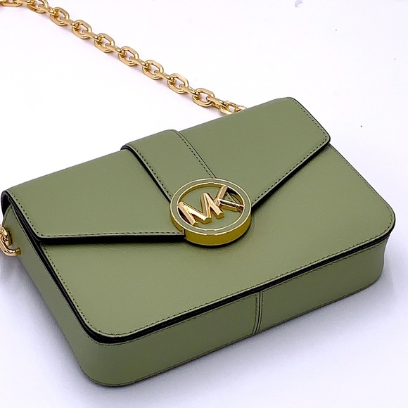 MICHAEL KORS CARMEN MEDIUM CONVERTIBLE SHOULDER BAG LIGHT SAGE COLOR - Picture 8 of 15